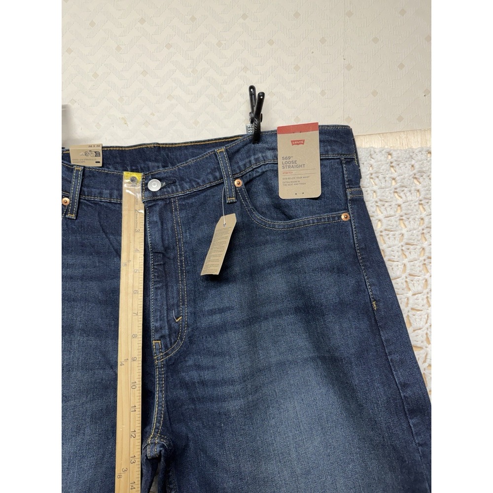 Levis 569 Jeans Mens Tag 38x36 Fits 40x35 Blue Denim Loose Straight NWT - Picture 4 of 13